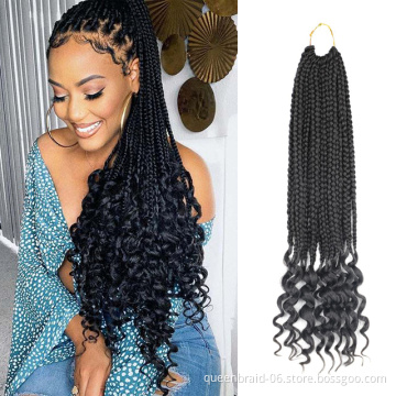 3X Box Braid Crochet Hair Extension Box Braids Crochet Braids with Curly Ends 18 Inch